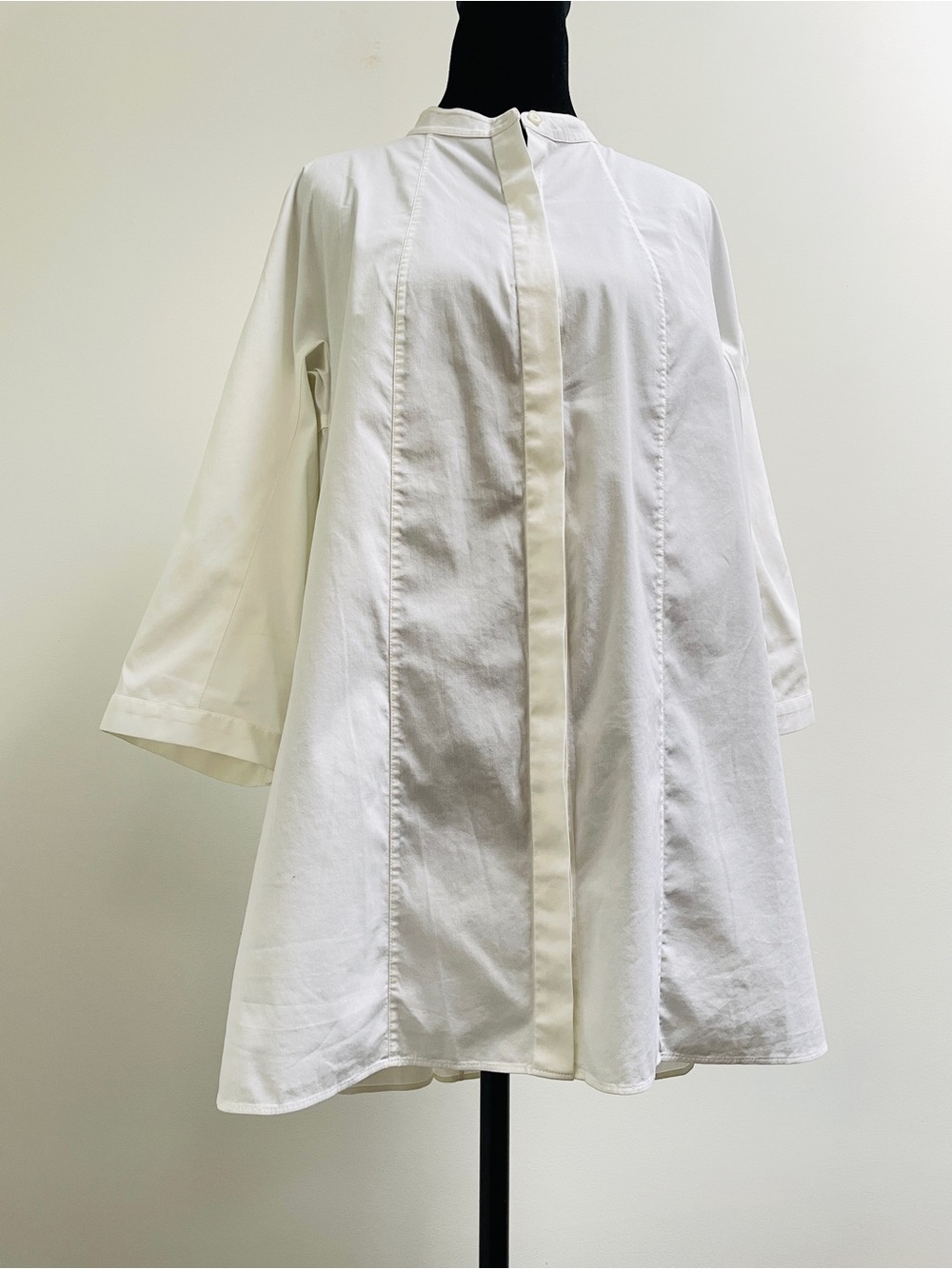 Lafayette 148 New York Ivory Cotton Blend 3/4 Sleeve Tunic Blouse M